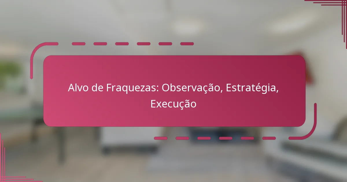 Alvo de Fraquezas: Observação, Estratégia, Execução