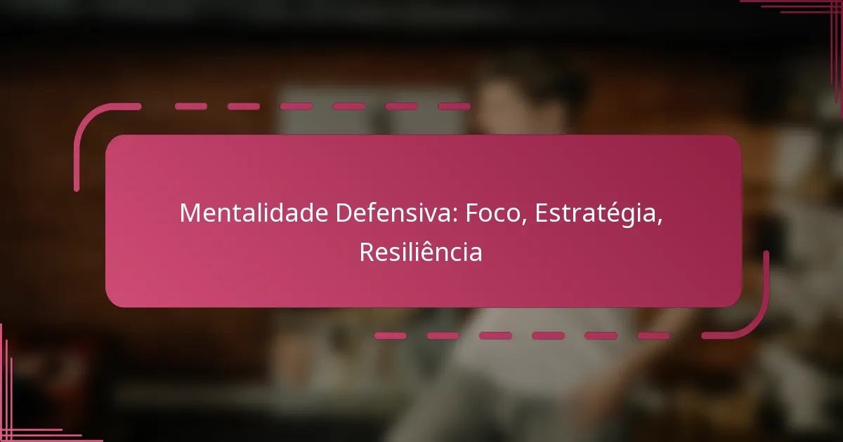 Mentalidade Defensiva: Foco, Estratégia, Resiliência